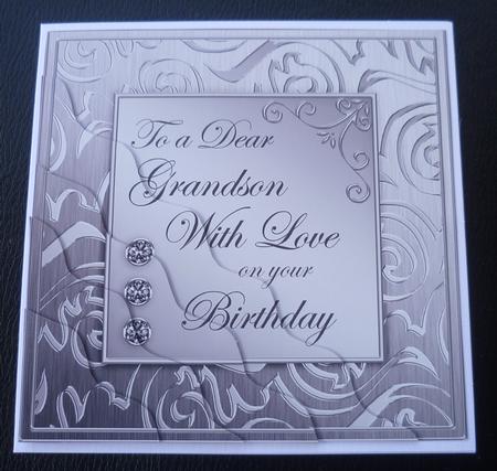 Elegant Metallic Birthday Grandson Wavy Corner Stacker by Charlie Angel