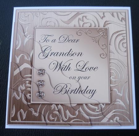 Elegant Metallic Birthday Grandson Wavy Corner Stacker by Charlie Angel