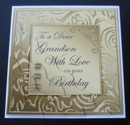 Elegant Metallic Birthday Grandson Wavy Corner Stacker by Charlie Angel