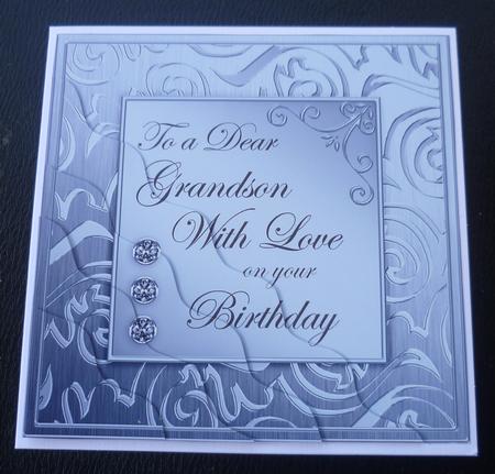 Elegant Metallic Birthday Grandson Wavy Corner Stacker by Charlie Angel