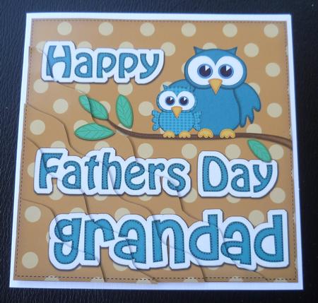Owl Felties Grandad Fathers Day Wavy Corner Side Topper by Charlie Angel