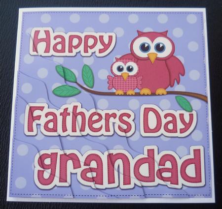 Owl Felties Grandad Fathers Day Wavy Corner Side Topper by Charlie Angel
