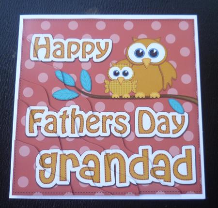 Owl Felties Grandad Fathers Day Wavy Corner Side Topper by Charlie Angel