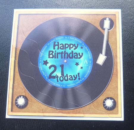 21st Birthday Record Wavy Corner Side Stacker Topper by Charlie Angel