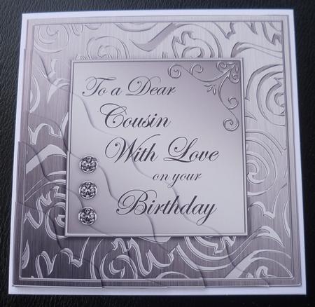 Elegant Metallic Birthday Cousin Wavy Corner Stacker by Charlie Angel