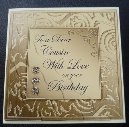 Elegant Metallic Birthday Cousin Wavy Corner Stacker by Charlie Angel