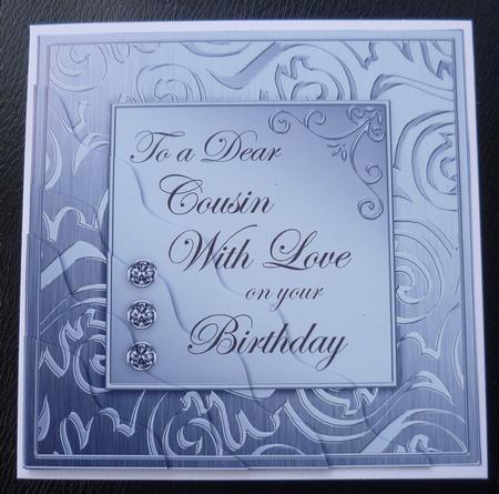 Elegant Metallic Birthday Cousin Wavy Corner Stacker by Charlie Angel