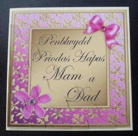 Floral Elegance Welsh Mum and Dad Anniversary Wavy Corner by Charlie Angel