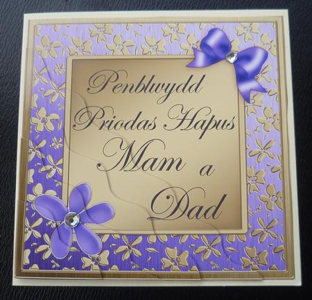 Floral Elegance Welsh Mum and Dad Anniversary Wavy Corner by Charlie Angel