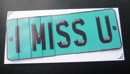I Miss You Novelty Number Plate with Side Stacker by Charlie Angel