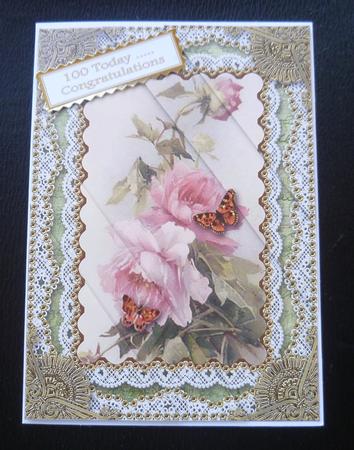 Butterfly Pink Roses 7x5inch Triangle Duo Corner Stacker by Charlie Angel