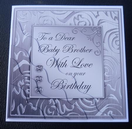 Elegant Metallic Birthday Baby Brother Wavy Corner Stacker by Charlie Angel