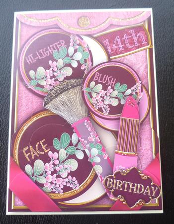 Plum 14th Birthday Make-up 7x5in Scallop Bottom Stacker by Charlie Angel