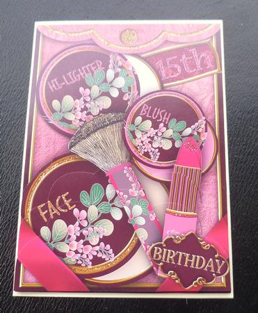 Plum 15th Birthday Make-up 7x5in Scallop Bottom Stacker by Charlie Angel
