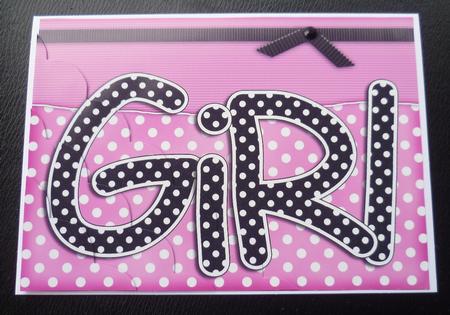 A5 Polka Dot Girl Scallop Corner Side Stacker Topper by Charlie Angel
