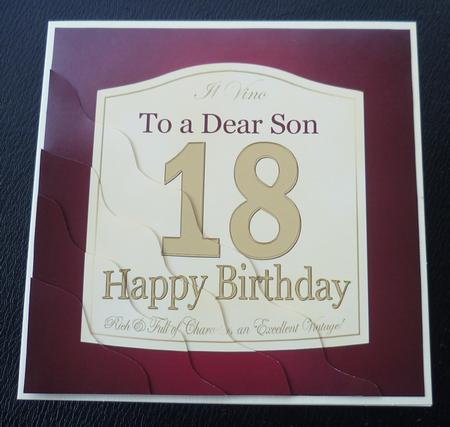 18th Birthday Son Wine Label Wavy Corner Side Stacker Topper by Charlie Angel