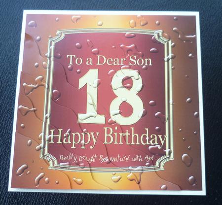 18th Birthday Son Beer Label Wavy Corner Side Stacker Topper by Charlie Angel