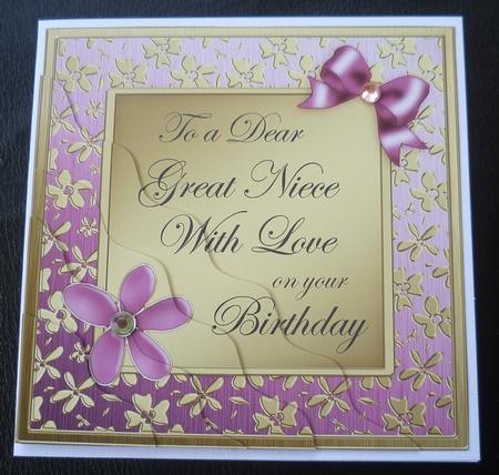 Floral Elegance Birthday Great Niece Wavy Corner Stacker by Charlie Angel