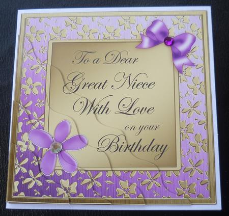 Floral Elegance Birthday Great Niece Wavy Corner Stacker by Charlie Angel