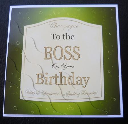 The Boss Birthday Champers Label Wavy Corner Side Stacker by Charlie Angel
