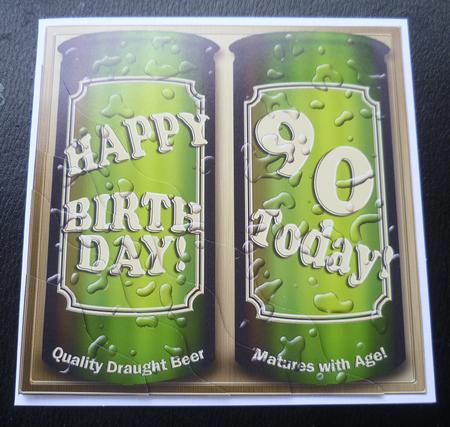 90th Birthday Beer Cans Wavy Corner Side Stacker Topper by Charlie Angel
