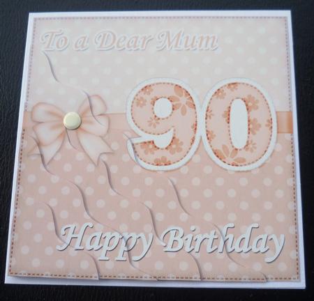90th Birthday Mum Felties Wavy Corner Side Stacker Topper by Charlie Angel