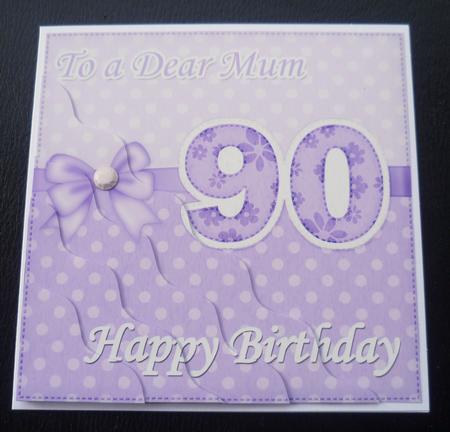 90th Birthday Mum Felties Wavy Corner Side Stacker Topper by Charlie Angel