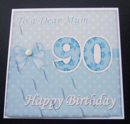 90th Birthday Mum Felties Wavy Corner Side Stacker Topper by Charlie Angel
