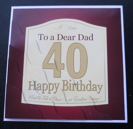 40th Birthday Dad Wine Label Wavy Corner Side Stacker Topper by Charlie Angel