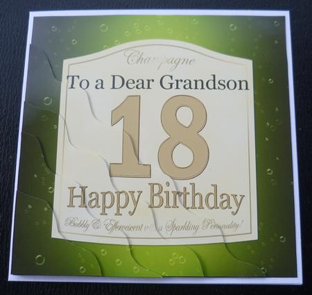 18th Birthday Grandson Champagne Label Wavy Corner Side Stac by Charlie Angel