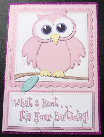 A5 What a Hoot Owl Birthday Scallop Corner Side Stacker by Charlie Angel