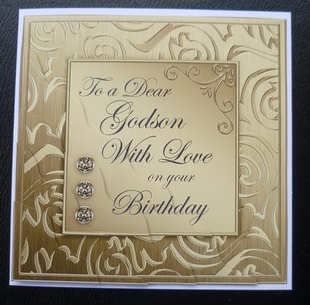 Elegant Metallic Birthday Godson Wavy Corner Stacker by Charlie Angel