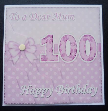 100th Birthday Mum Felties Wavy Corner Side Stacker Topper by Charlie Angel