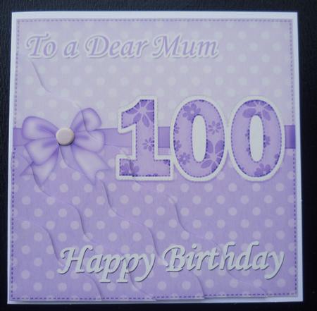 100th Birthday Mum Felties Wavy Corner Side Stacker Topper by Charlie Angel