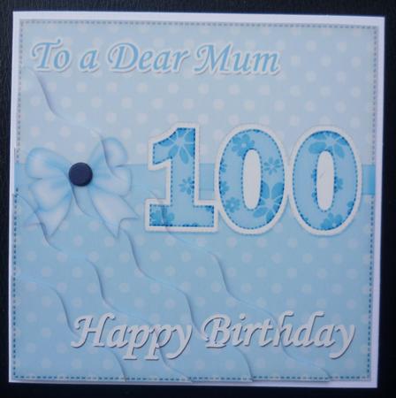 100th Birthday Mum Felties Wavy Corner Side Stacker Topper by Charlie Angel