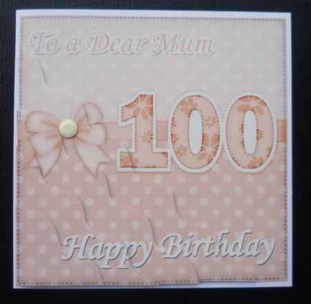 100th Birthday Mum Felties Wavy Corner Side Stacker Topper by Charlie Angel