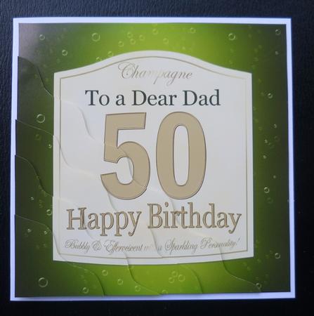 50th Birthday Dad Champagne Label Wavy Corner Side Stacker T by Charlie Angel