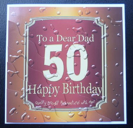 50th Birthday Dad Beer Label Wavy Corner Side Stacker Topper by Charlie Angel