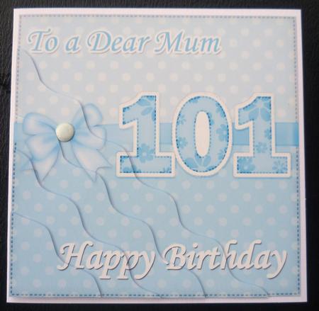 101st Birthday Mum Felties Wavy Corner Side Stacker Topper by Charlie Angel