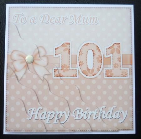 101st Birthday Mum Felties Wavy Corner Side Stacker Topper by Charlie Angel