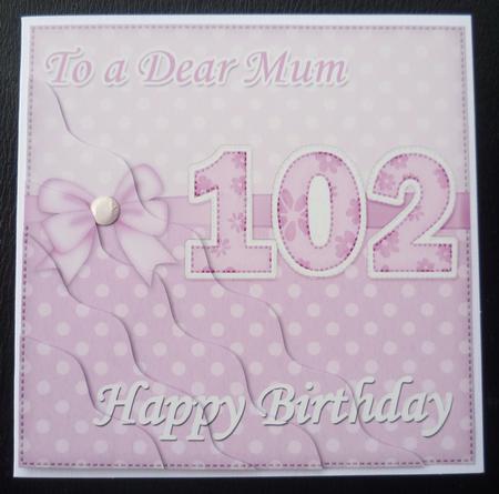 102nd Birthday Mum Felties Wavy Corner Side Stacker Topper by Charlie Angel