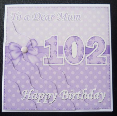 102nd Birthday Mum Felties Wavy Corner Side Stacker Topper by Charlie Angel