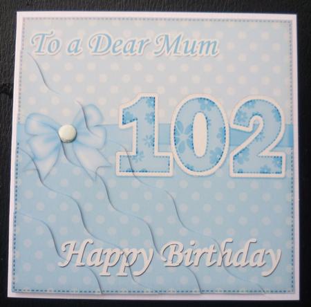 102nd Birthday Mum Felties Wavy Corner Side Stacker Topper by Charlie Angel