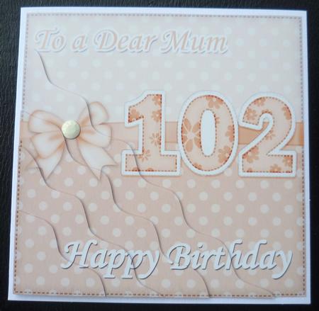 102nd Birthday Mum Felties Wavy Corner Side Stacker Topper by Charlie Angel