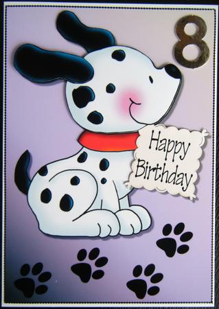 Cute Dog Happy Birthday Decoupage Quick Card Front by Charlie Angel