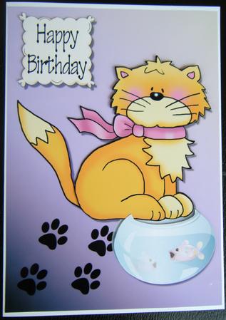 Cute Cat Decoupage Quick Card Front by Charlie Angel