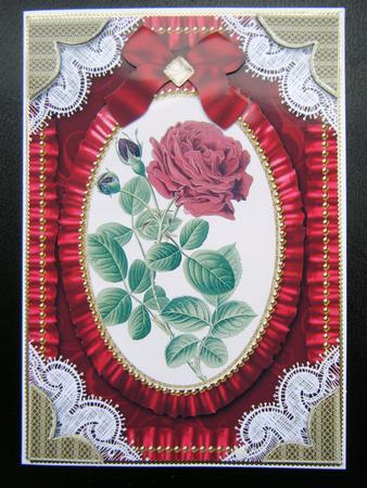 Red Rose Lace N Ruffles Card Front Step by Step by Charlie Angel