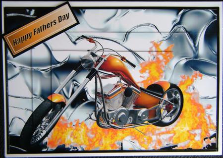 Orange Chopper Bike Silver Background by Charlie Angel