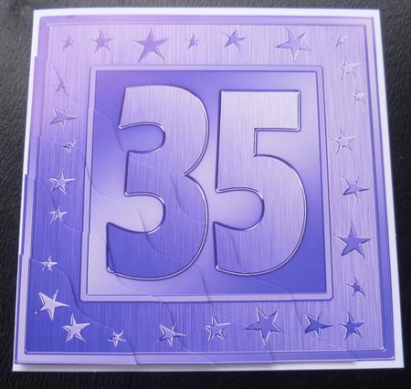 35th Bright Metallic Age Wavy Corner Side Stacker Topper by Charlie Angel