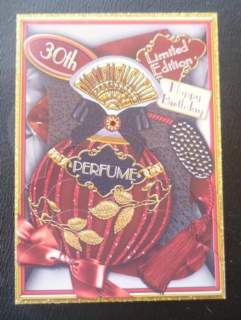 Burlesque Perfume 30th Birthday 7x5in Scallop Bottom Stacker by Charlie Angel